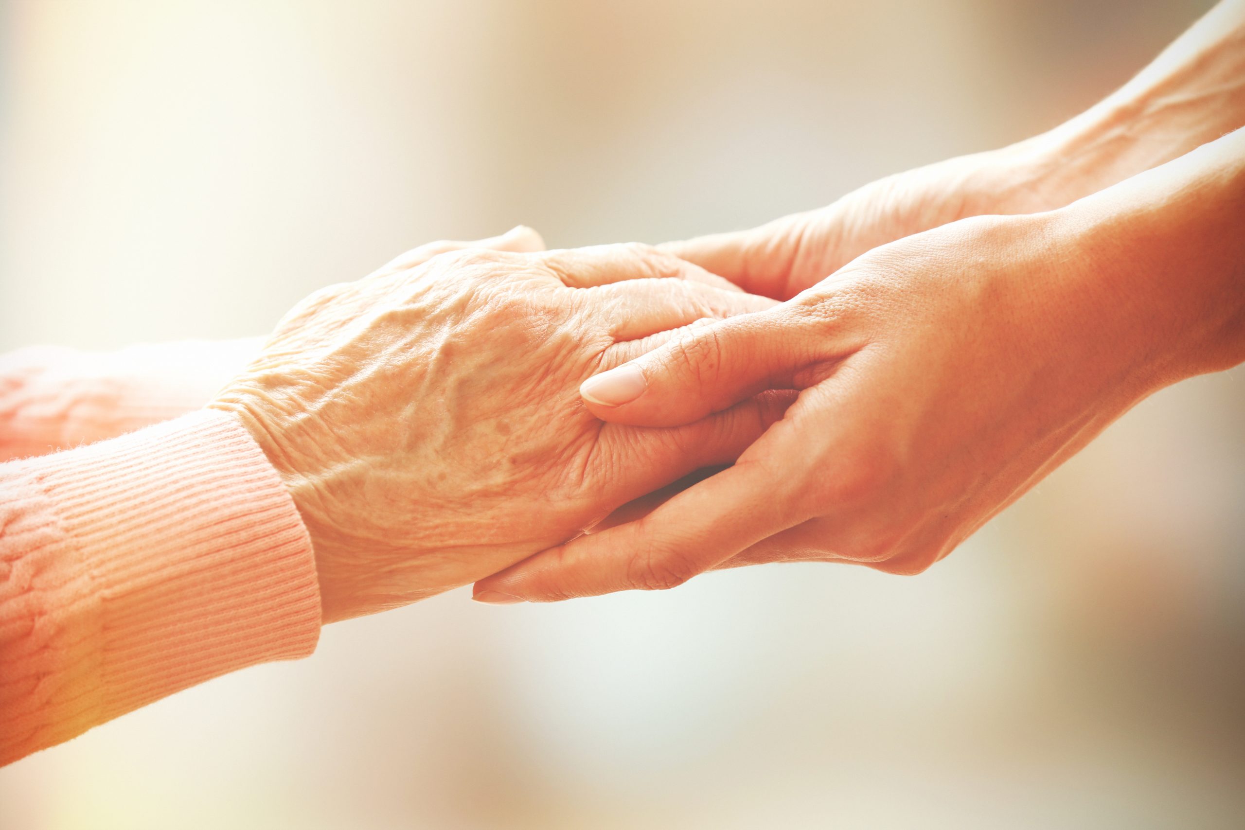 Helping hands, care for the elderly concept